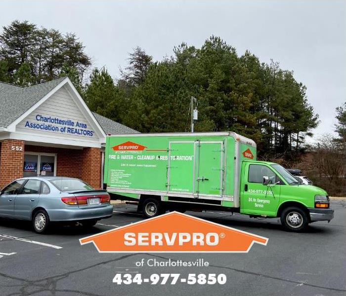 A SERVPRO of Charlottesville truck is shown responding to an emergency.