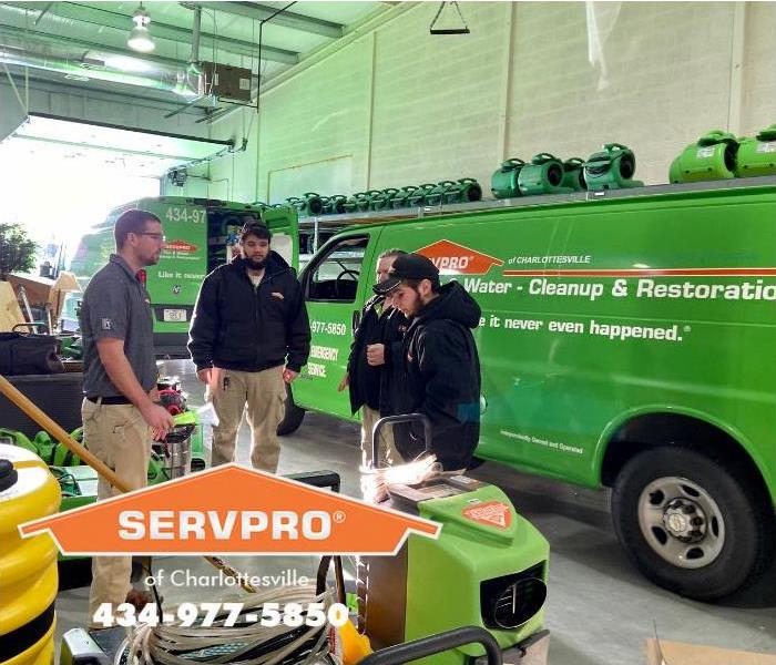 SERVPRO of Charlottesville technicians meet before heading to a storm damage emergency. 